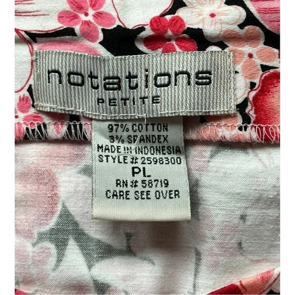 Notations Petite Floral Panel Swing Skirt Pink White Ribbon Detail Women Size PL - Picture 6 of 7